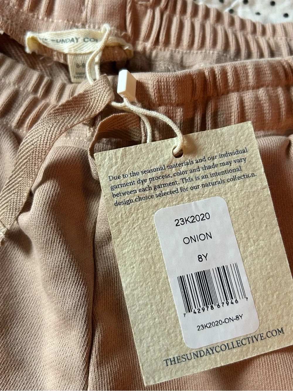 Sunday Collective Kid’s Onion Drawstring Lounge Shorts in Soft Peach